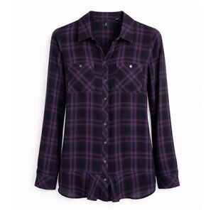 CAbi 3431 Moody Plaid Check Button Down Medium